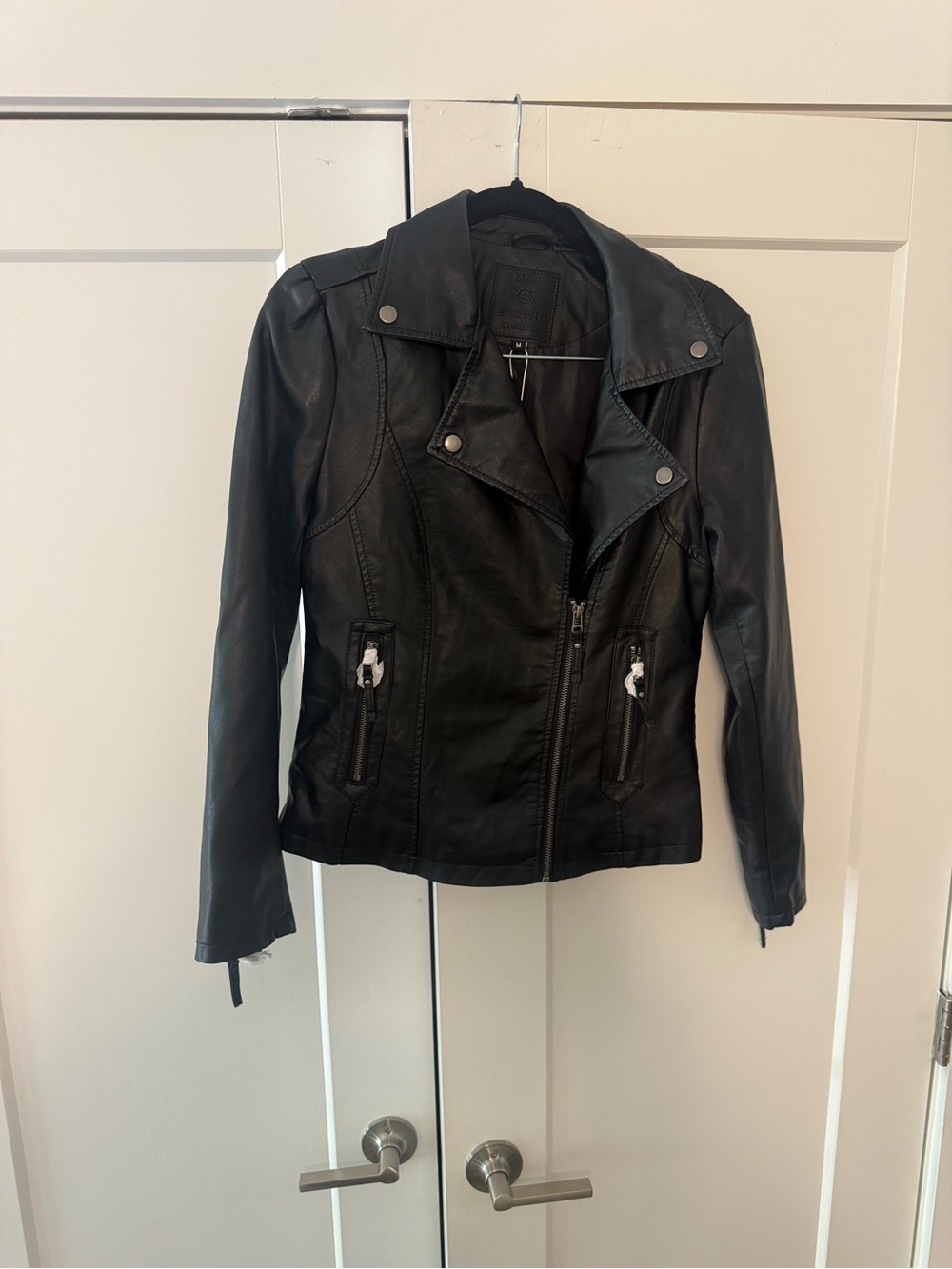 Max Studio Black Leather Moto Jacket - Picture 4 of 4